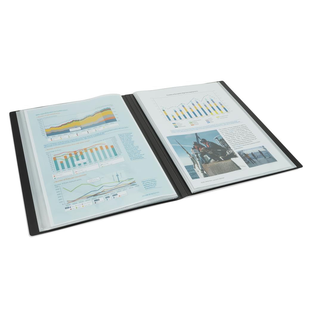 RAPESCO Germ-Savvy 1649 Antibacterial Display Book - 24 Pockets A4 | Black Polypropylene Hardcover