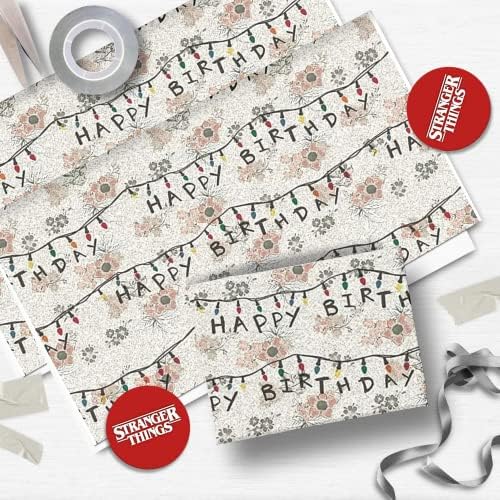 Danilo Promotions LTD Stranger Things Gift Wrapping Paper 2 Pack - 4 Sheets & 4 Tags | 70cm x 50cm 7