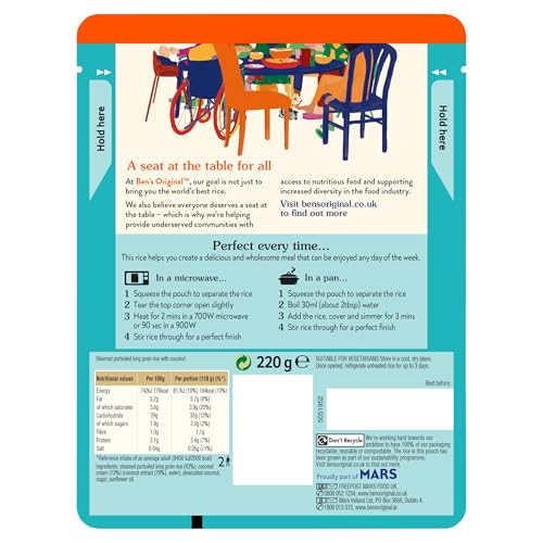 Ben's Original Coconut Microwave Rice, 6 x 220g Pouches