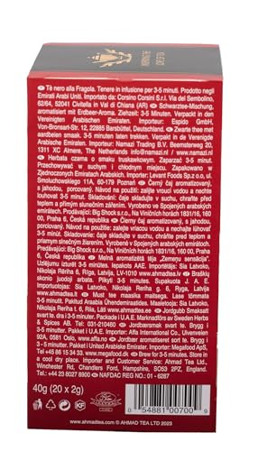Ahmad Tea Strawberry Sensation - Fruit-Flavoured Black Tea (20 Teabags)