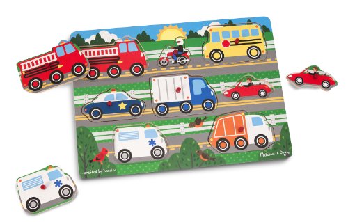 Melissa & Doug Vehicles Wooden Peg Puzzle - 8-Piece Educational Toy for Toddlers 2+ 6