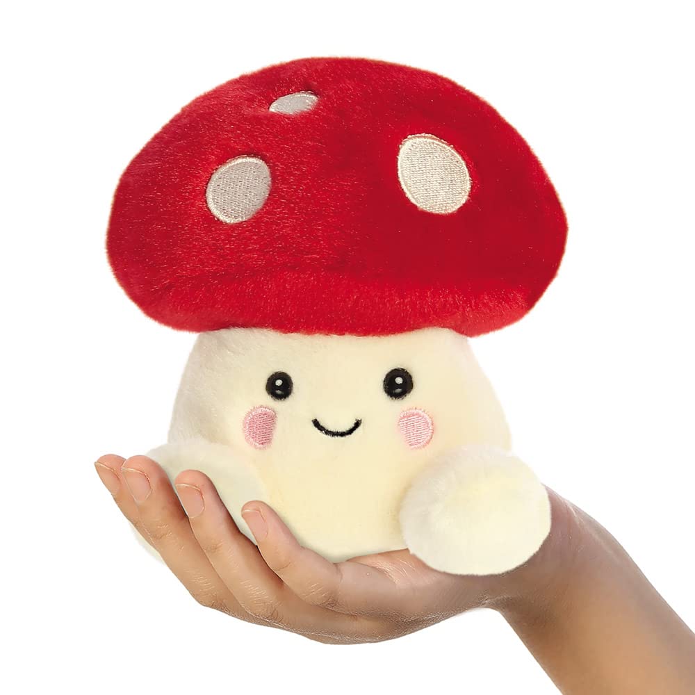 AURORA Palm Pals Amanita Mushroom Stuffed Toy - 12 cm Plush, Red & Beige | Eco-Friendly 3