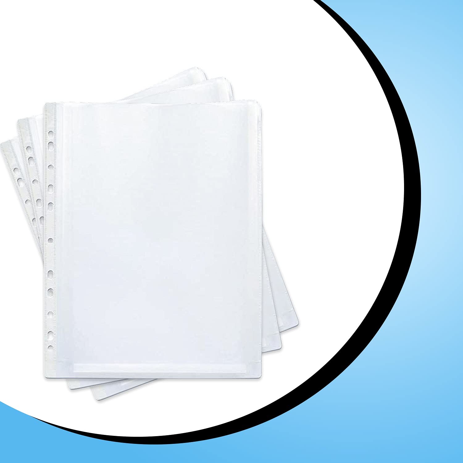 G4GADGET A4 Punched File Pockets - 50 Pack, 30 Micron, 15 Sheet Capacity, Green | Reinforced Strip 8