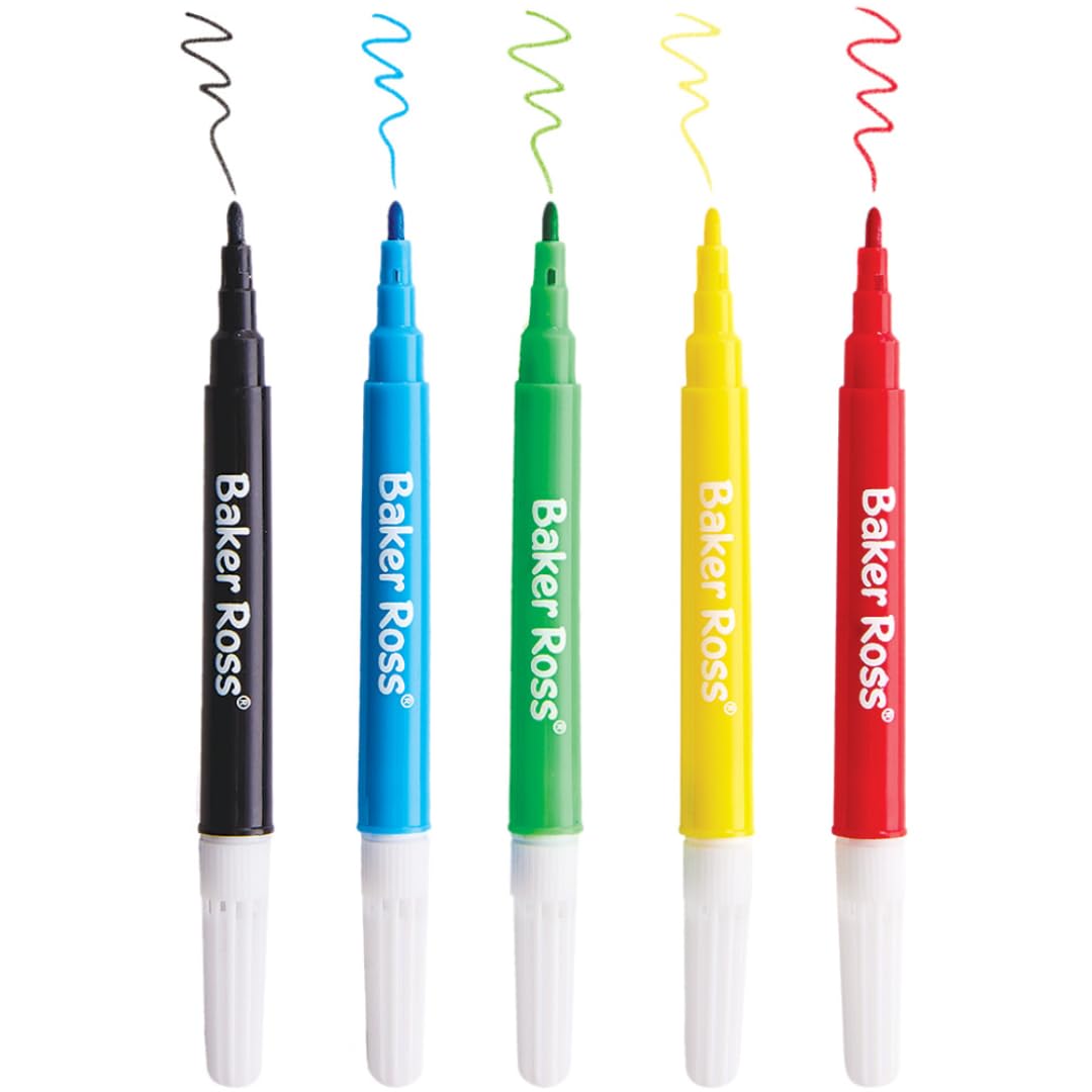 Baker Ross FX391 Mini Fibre Tip Pens - Pack of 8 with 5 Assorted Colours 1