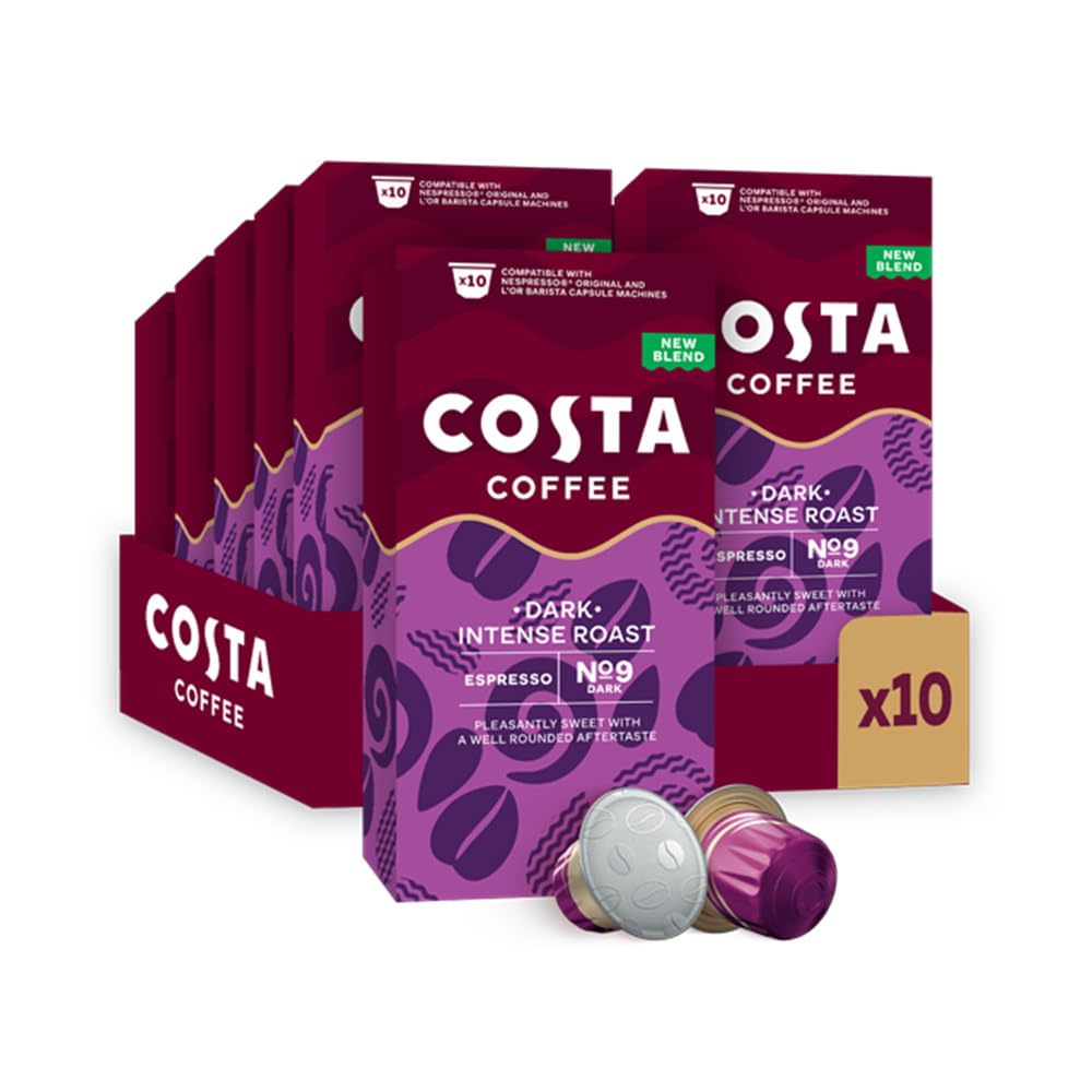 L'OR Costa Dark Intense Roast Aluminium Coffee Pods - 10 Count Pack | Compatible with Nespresso Original & L'OR Barista