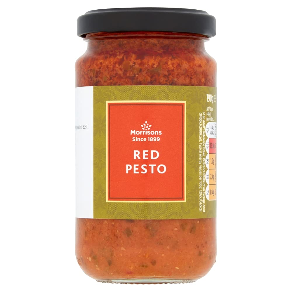 Morrisons Red Pesto with Sundried Tomatoes and Italian Cheeses - 190g Jar (Pack of 6) 1