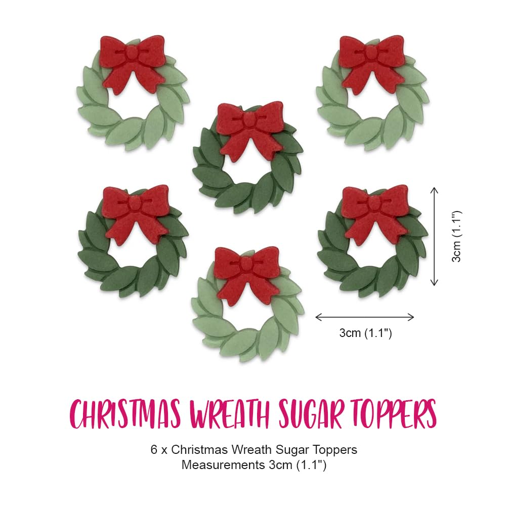 Anniversary House - Christmas Wreath Edible Fondant Cupcake Toppers 2