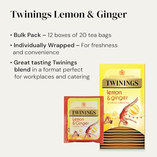 Twinings Lemon and Ginger Fruit Infusion Tea Bags, 12 x 20 Individually Wrapped