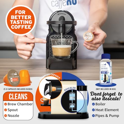 Caffenu - Nespresso Coffee Machine Cleaning Capsules Pack of 5 Cleaning Pods
