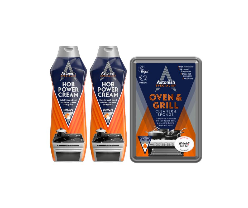 Astonish Specialist Hob Cream Cleaner & Oven/Grill Cleaner Bundle - Tough on Burnt-On Stains | 3 Items (2x 500ml) 1