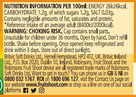 Robinsons Fruit Shoot Orange Fruit Juice Drink, 8 x 200ml Bottles