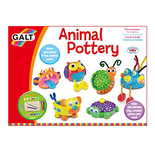 Galt Animal Pottery Craft Kit - 6 Fun Clay Animals to Make & Paint, Ages 6+