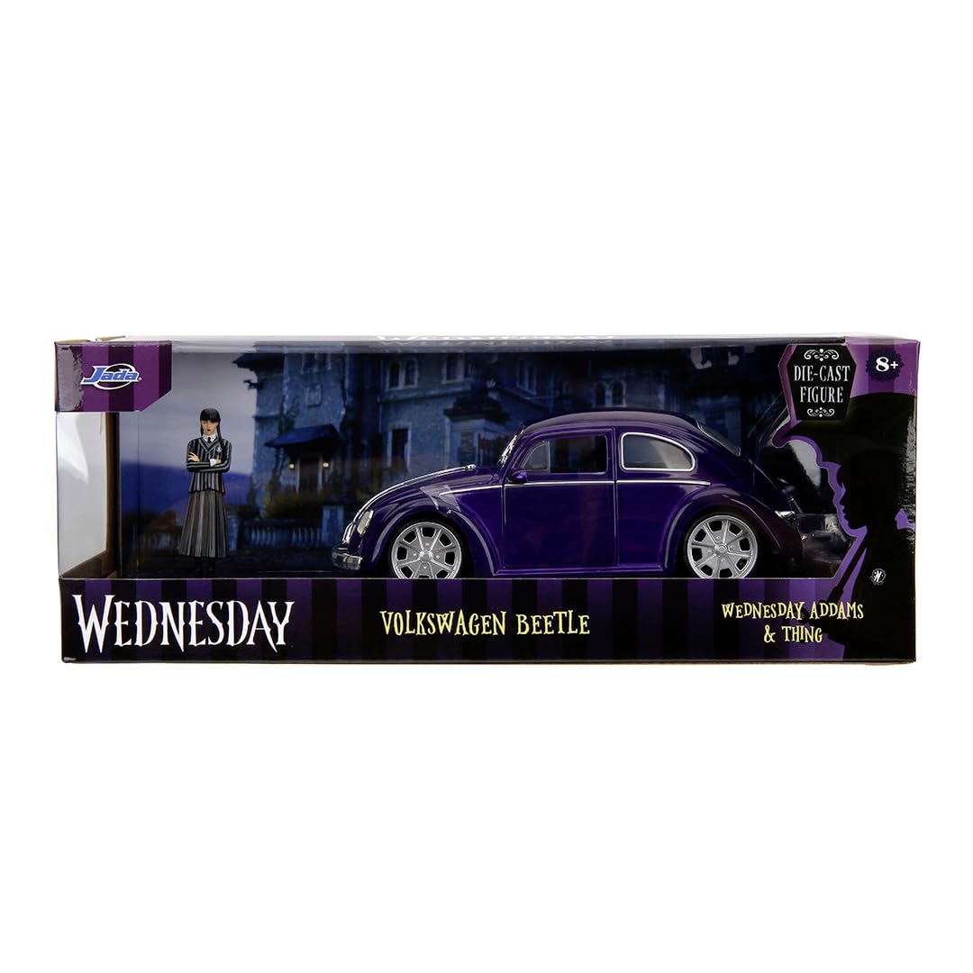 Jada Toys The Addams Family - Wednesday Addams 1972 Volkswagen Beetle Die-Cast Vehicle with Figure 2