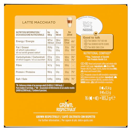 Nescafé Dolce Gusto Latte Macchiato Kaffeepads, 3 x 16 Kapseln (insgesamt 48) – Vollmilch- und Arabica-Robusta-Mischung 7