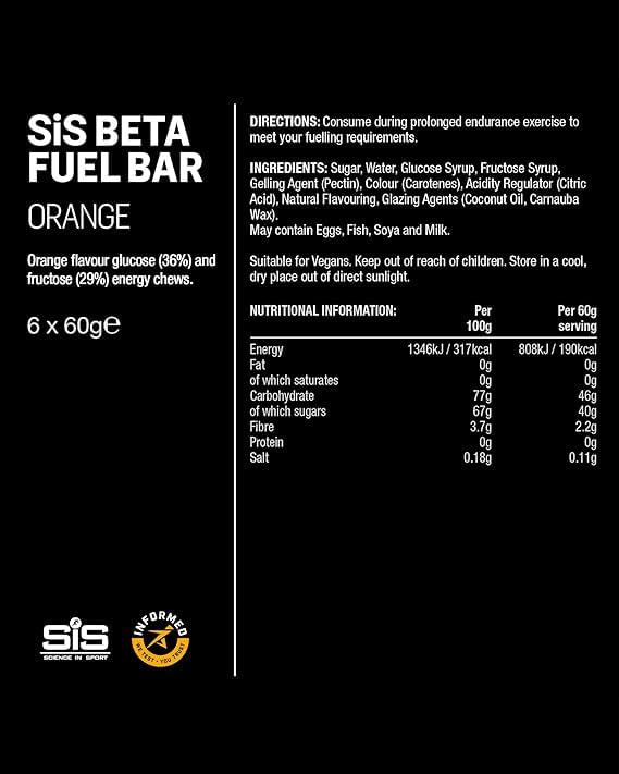 Science in Sport Beta Fuel Dual Source Energy Chews - Orange Flavor
