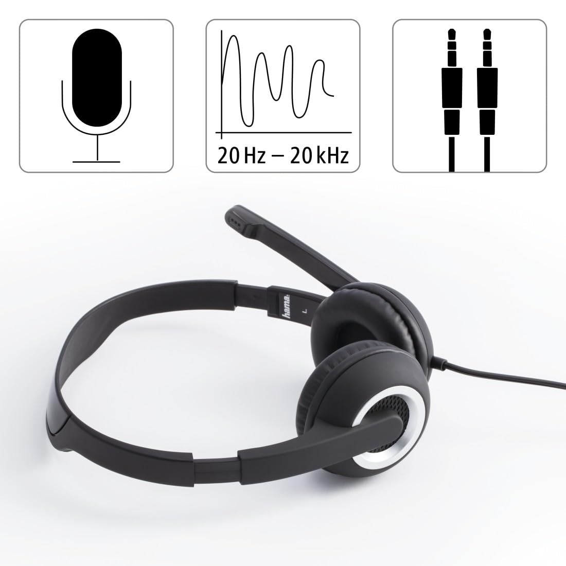 Hama Essential HS 300 Wired On-Ear Stereo Gaming Headset with Microphone | Black | Plastic 2