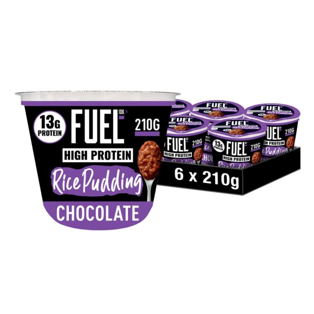 FUEL10K Chocolate High Protein Rice Pudding - 210g Pots, Pack of 6 1