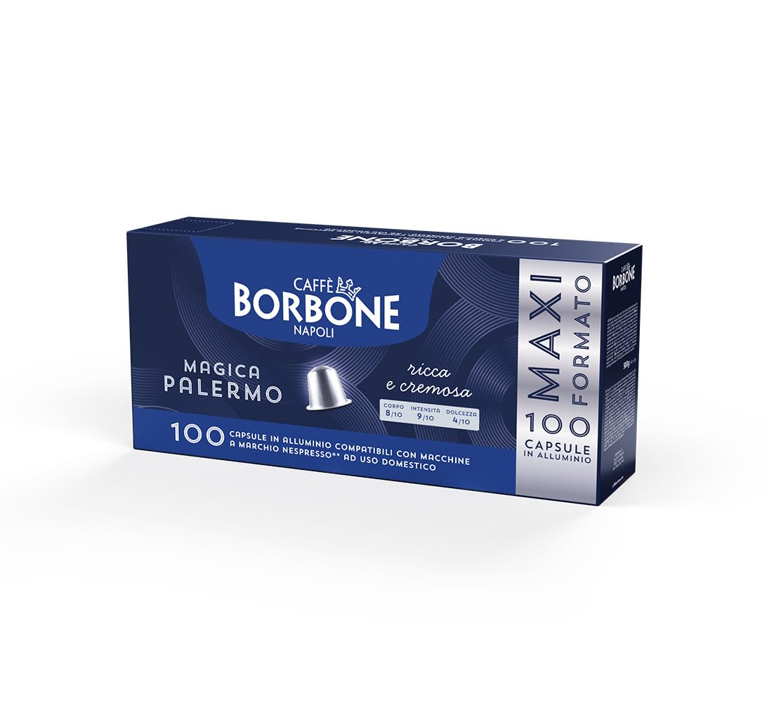 CAFFÈ BORBONE Magica Palermo Blend Coffee Capsules - 100 Aluminium Pods | Intensity 9 5