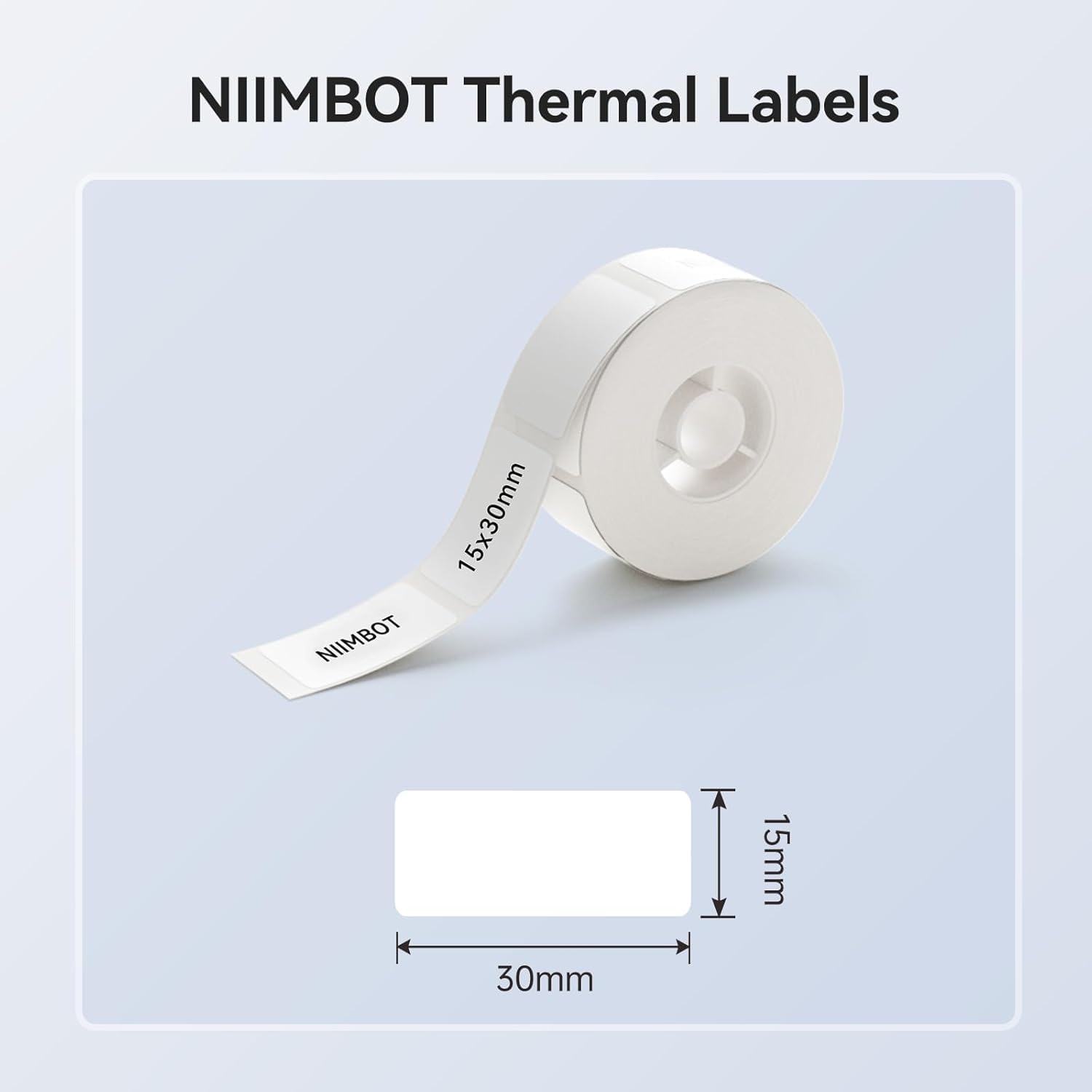 NIIMBOT Thermal Printer Labels - 15x30mm White Stickers | 210 Labels/Roll | Compatible with D11/D110/D101 3