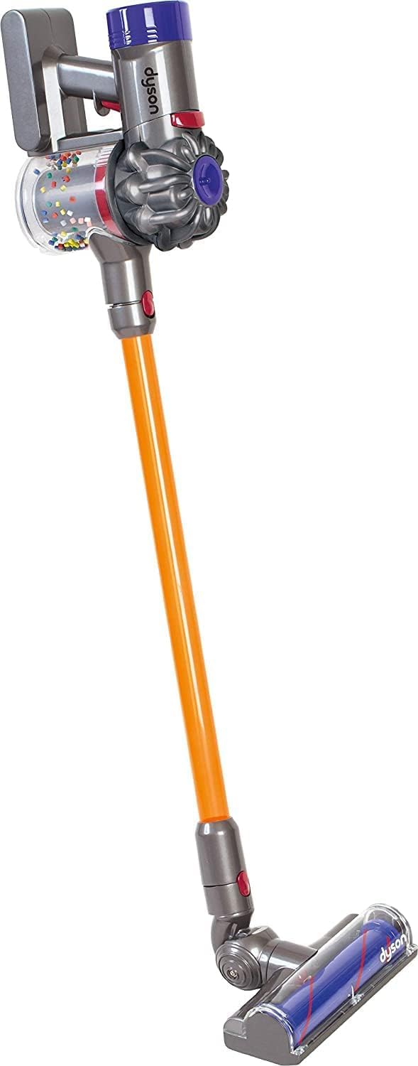 Casdon Dyson Cordless Vacuum Interactive & Officially Licensed Toy Dyson Vacuum For Children Aged 3+ Realistic Role-Play Fun, Purple and Orange 1