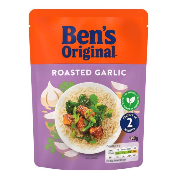 Ben's Original Roasted Garlic Microwave Rice, 6 x 220g Pouches