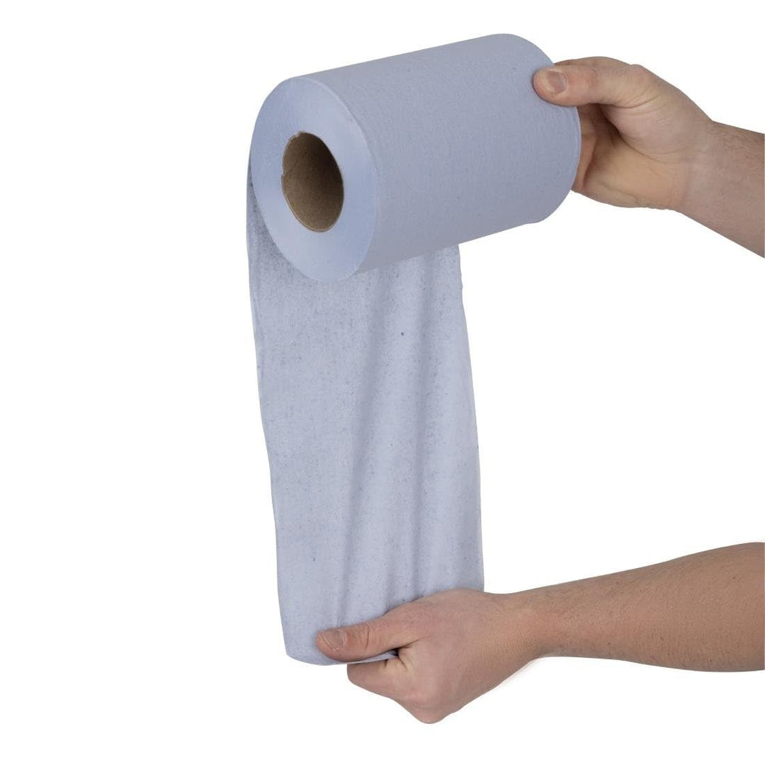 Nisbets Essentials Centrefeed Blue Roll 2-Ply, 80m (Pack of 2)