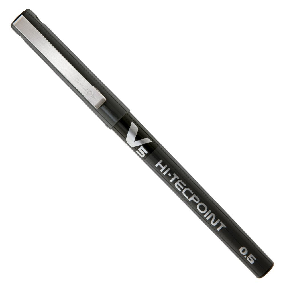 PILOT V5 Liquid Ink Rollerball Pen - 0.5mm Fine Tip, Black Ink, Pack of 12 5