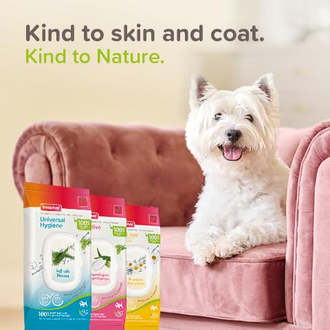 Beaphar Sensitive Grooming Wipes for Cats & Dogs | 100% Plant-Based | Aloe Vera & Pro-Vitamin B5 7