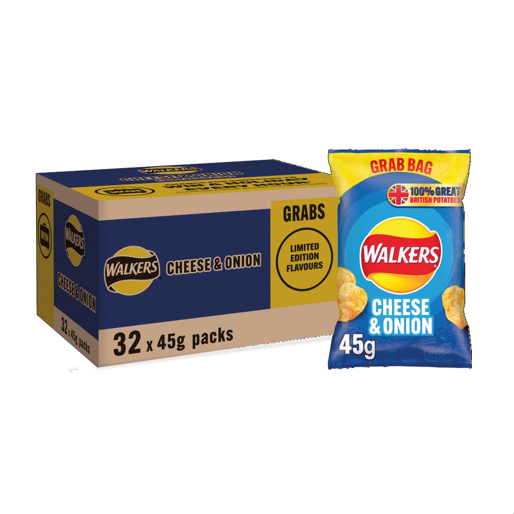 Walkers Cheese & Onion Crisps Grab Bag 45g 5