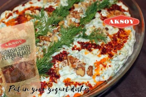Aksoy Premium Turkish Sweet Red Pepper Flakes 200g - Mild & Sweet Flavor, Resealable Pack