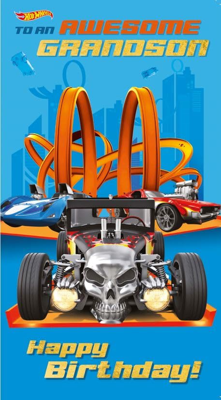 Danilo Promotions LTD Hot Wheels Grandson Birthday Card | 5x9 Inches | Officially Licensed