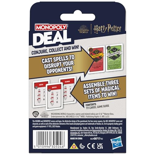 Monopoly Monopoly Deal: Harry Potter Card Game - Fast Family Party Game with Spells & Magical Items, 2–5 Players 3