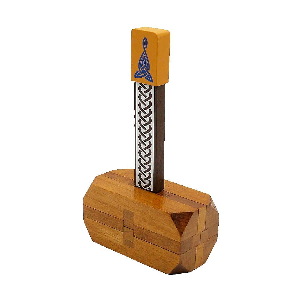 Thor's Hammer Wooden Brain Teaser Puzzle by Project Genius - Norse Mythology Puzzle for Ages 8+