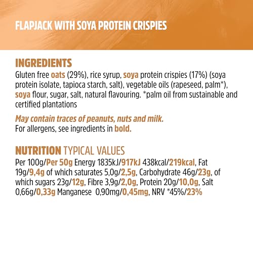 TREK Original Oat High Protein Flapjack - Gluten Free, Plant Based, Vegan - 16 x 50g Bars