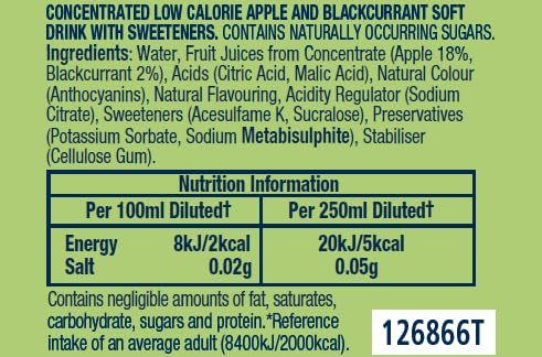 Robinsons Double Strength Apple & Blackcurrant No Added Sugar Squash 1.75L