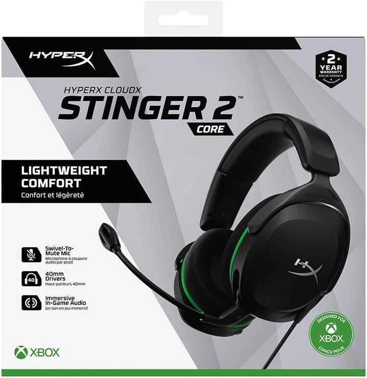 HyperX CloudX Stinger 2 Core Gaming Headset for Xbox - Lightweight Over-Ear with 40mm Drivers