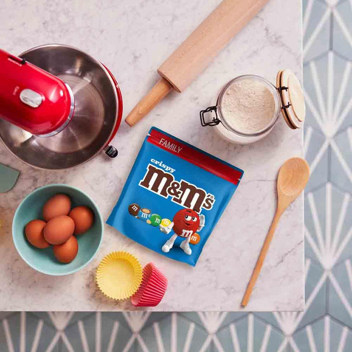 M&M's Crispy Chocolate Pouch 374g - Family Size Snack Pack