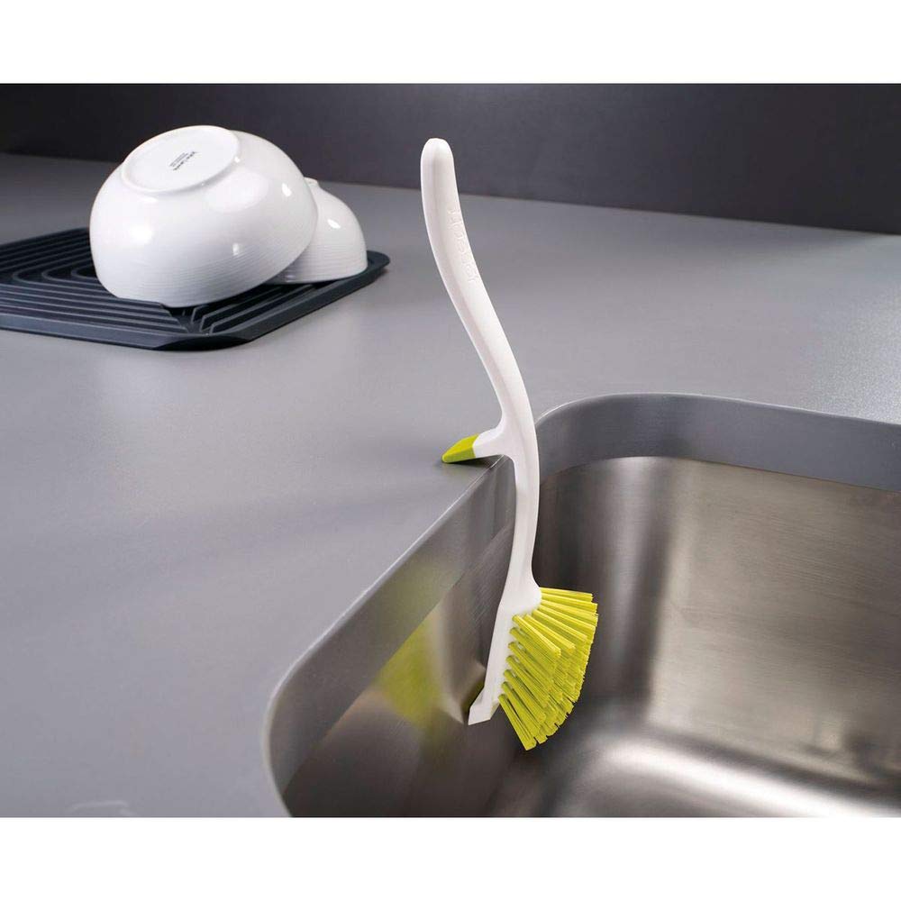 Joseph Joseph Edge Dish Brush - Integrated Sink Rest & Scraper | Green 3