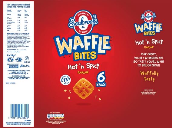 Seabrook Waffle Bites Hot & Spicy 6 Pack (6 x 16g)