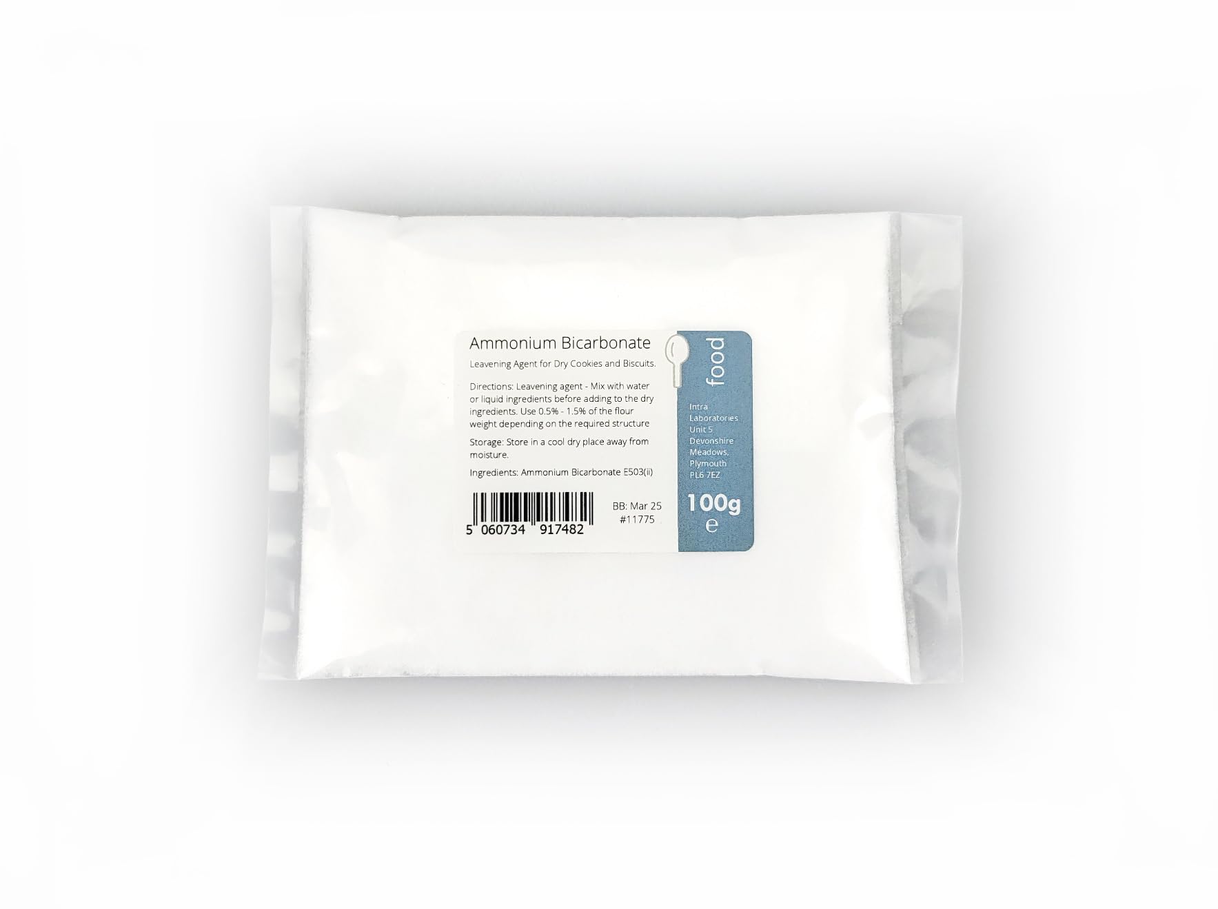 Intralabs Ammonium Bicarbonate 100g - Food Grade Leavening Agent E503