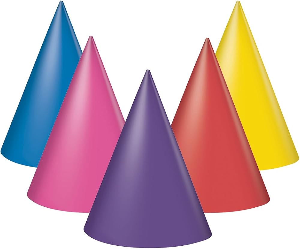 8x Paper Party Hats - Assorted Colors for Birthday, New Year & Celebration Events 1