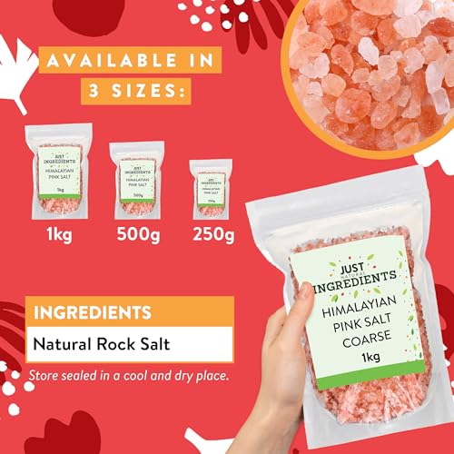JustIngredients Himalayan Pink Salt Coarse 1kg - Premium Rock Salt for Cooking & Bath