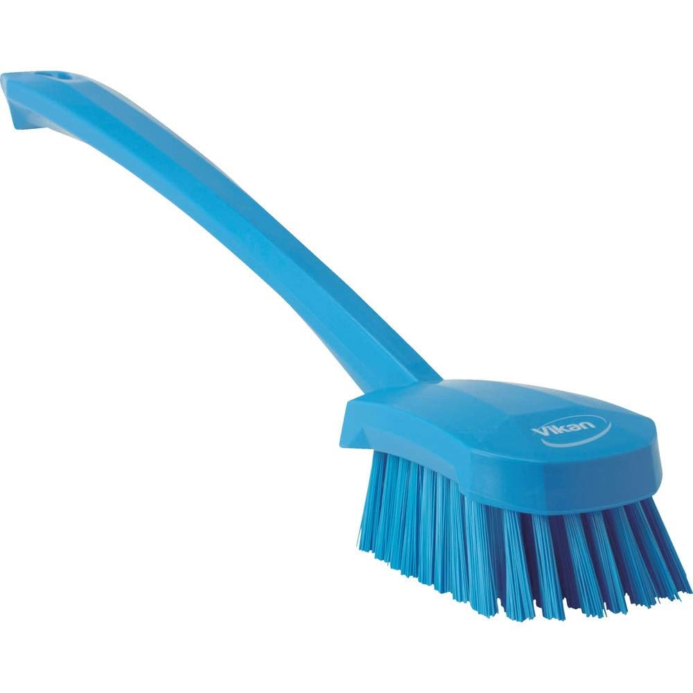 Vikan Hand-Held Hand Brush 41863 - Stiff Angled Bristles for Deep Cleaning | Blue Polypropylene