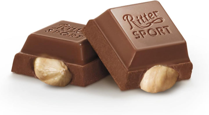 Ritter Sport White Whole Hazelnut Chocolate Bar 100g (Pack of 10)