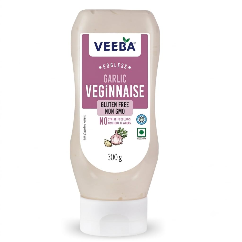 Veeba Garlic Veginnaise - Eggless Mayonnaise | Creamy Texture | 300g Pack 1