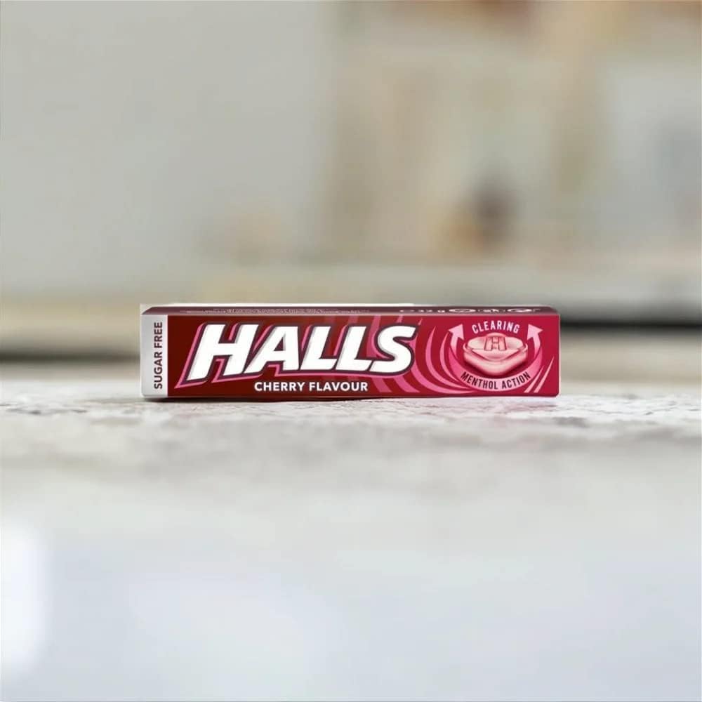 Halls Sugar Free Cherry Flavour with Clearing Menthol Action Sweets (32g) 4