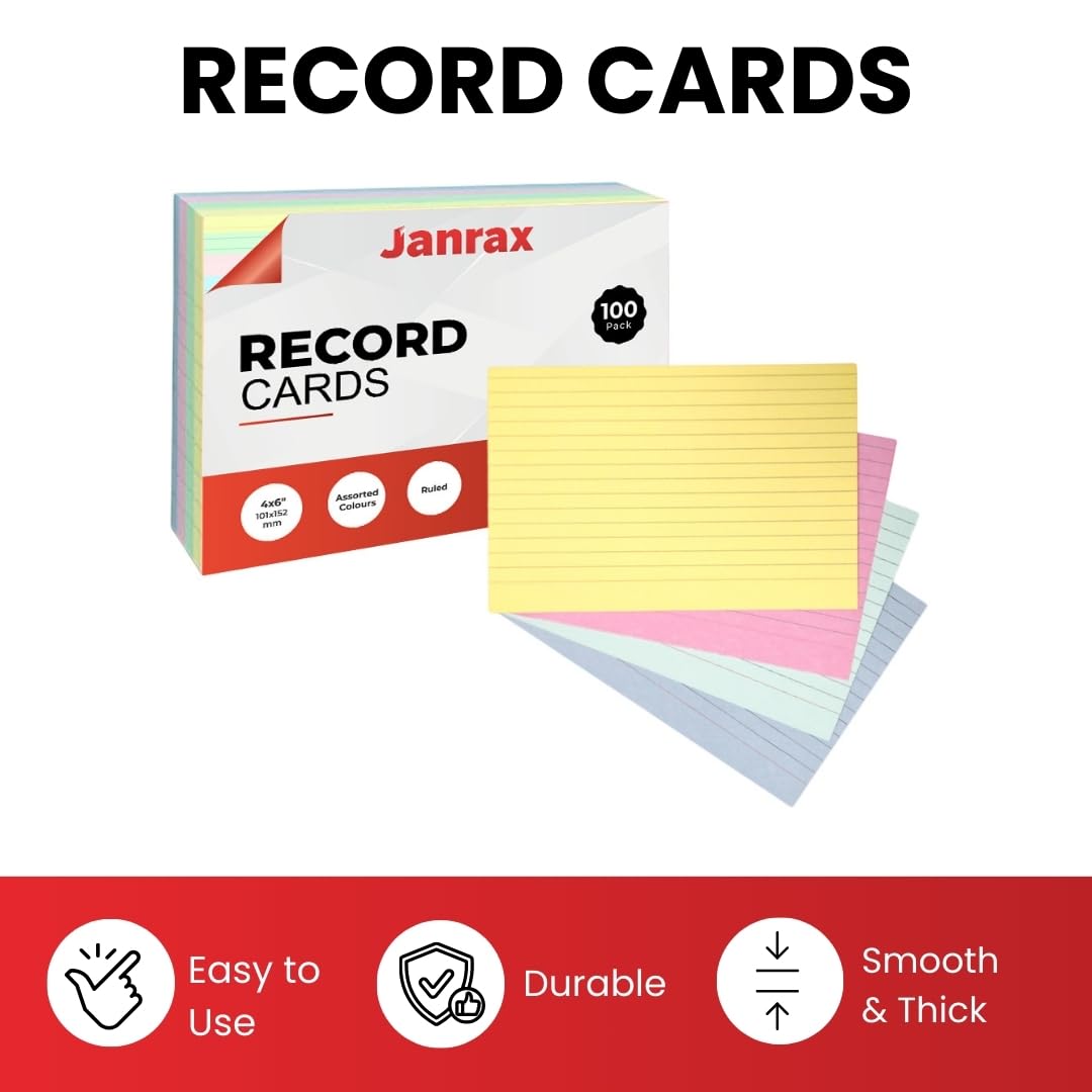 Janrax White Plain Index Cards - 100 Pack | 5x3 Inch Size | Durable Card Stock 3