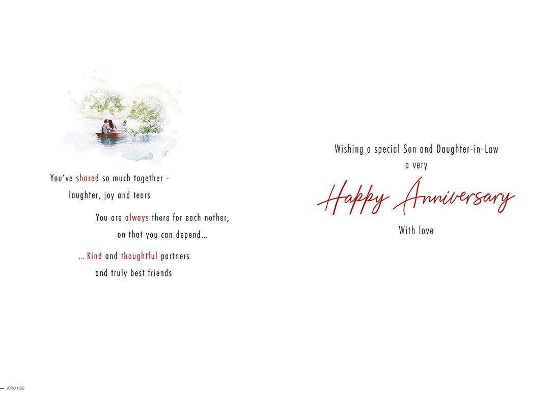 Piccadilly Greetings Traditional Anniversary Card for Son & Daughter in Law | Light Blue | 9 x 6 inches 2
