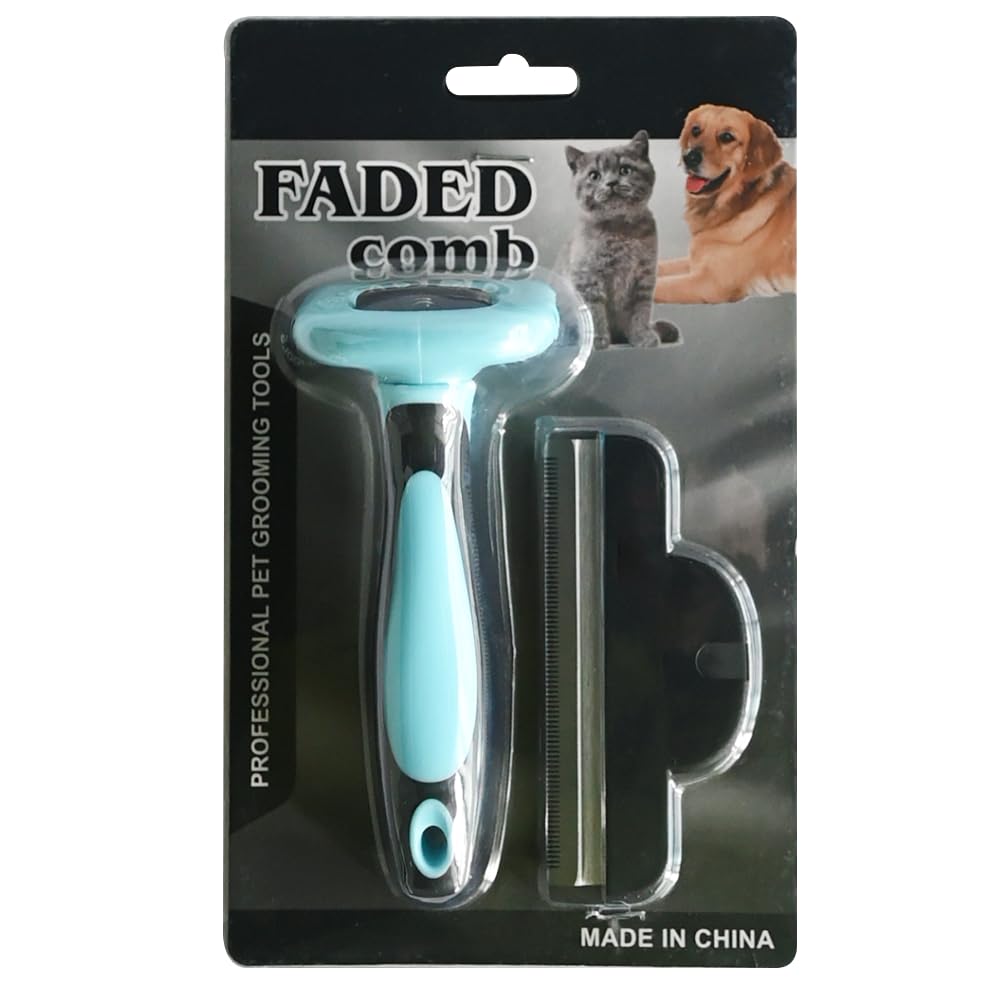 RAM ONLINE Double Sided Deshedding Dematting Comb for Dogs & Cats | Stainless Steel | Blue 8