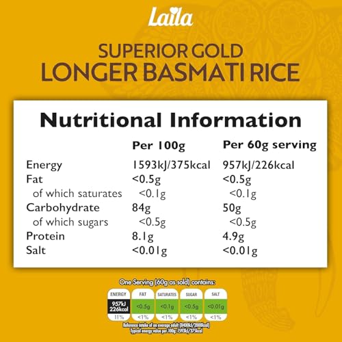 LAILA - Gold Basmati Rice Extra Long Grain 1kg 4